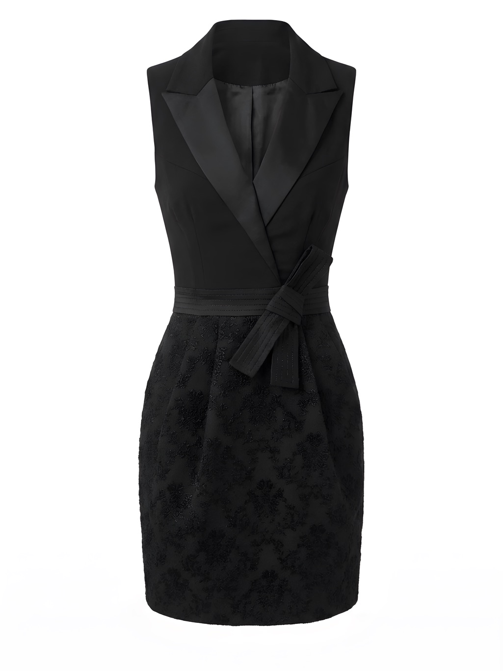 Karen Millen Black Sleeveless Wrap Dress With Self-Tie Waist